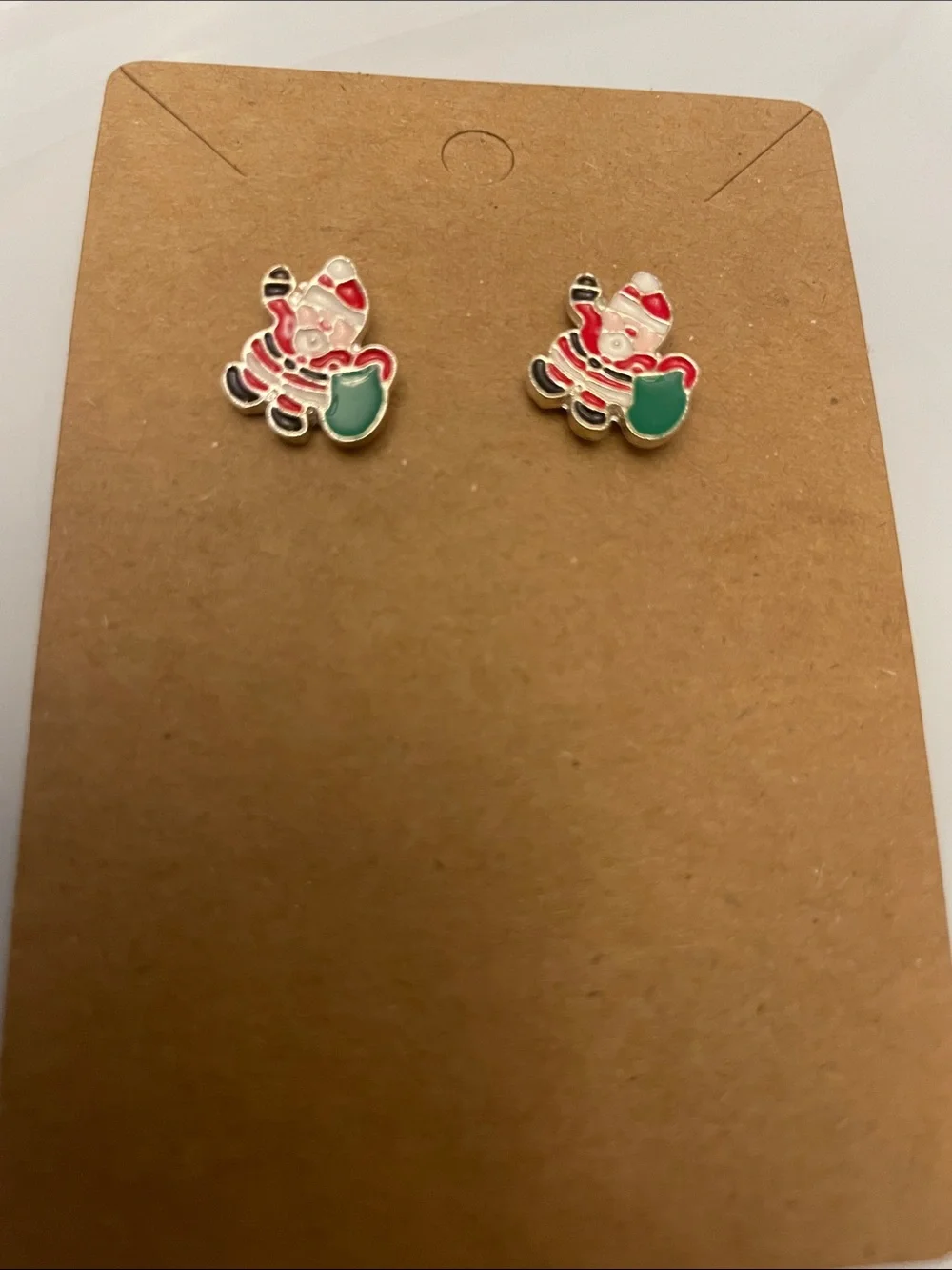 Kids Holiday Cat Enamel Stud Earrings - Red & Green
